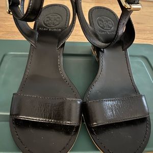Tory Burch Leather Wedge Sandal With Ankle Strap